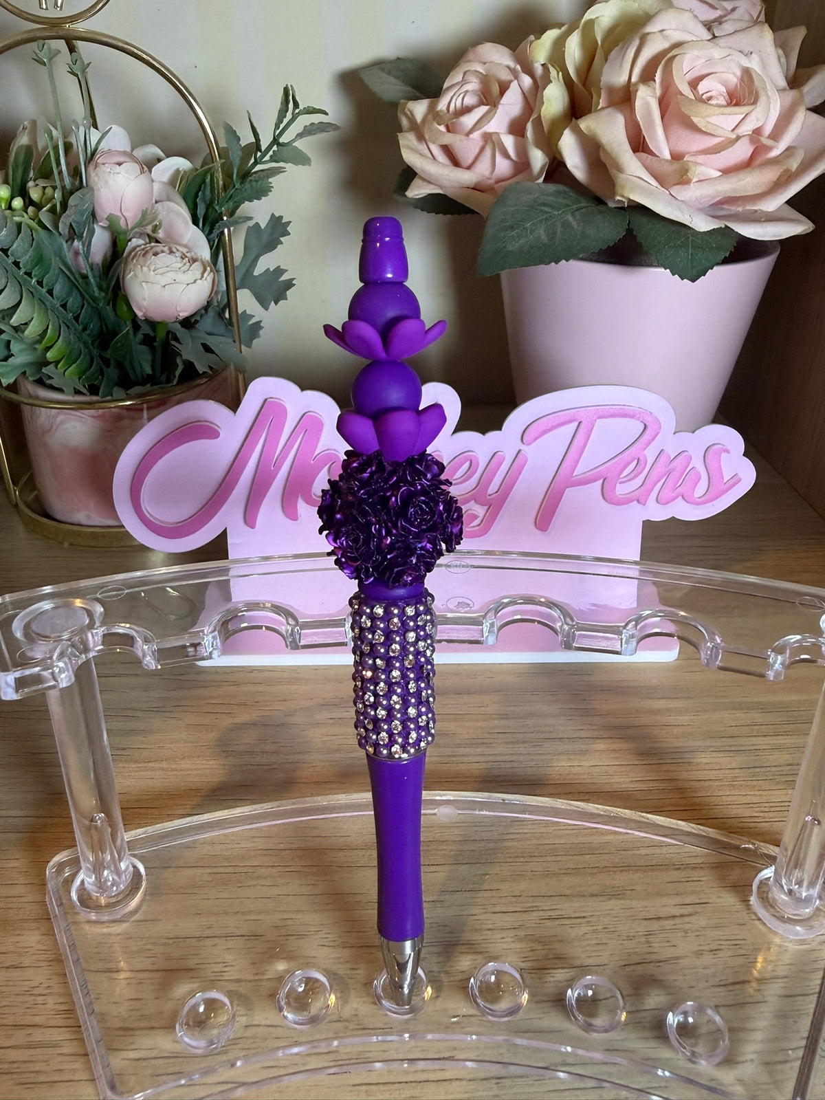 Purple Floral Beaded Pen