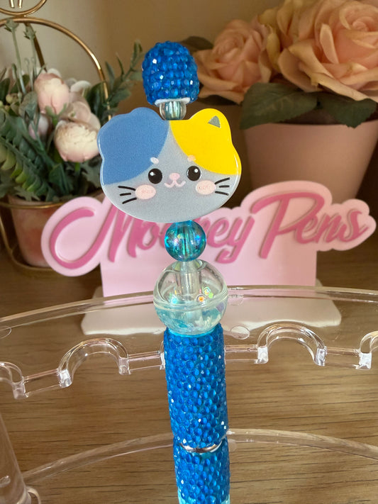 Cute Cat Ombre Beaded Pen