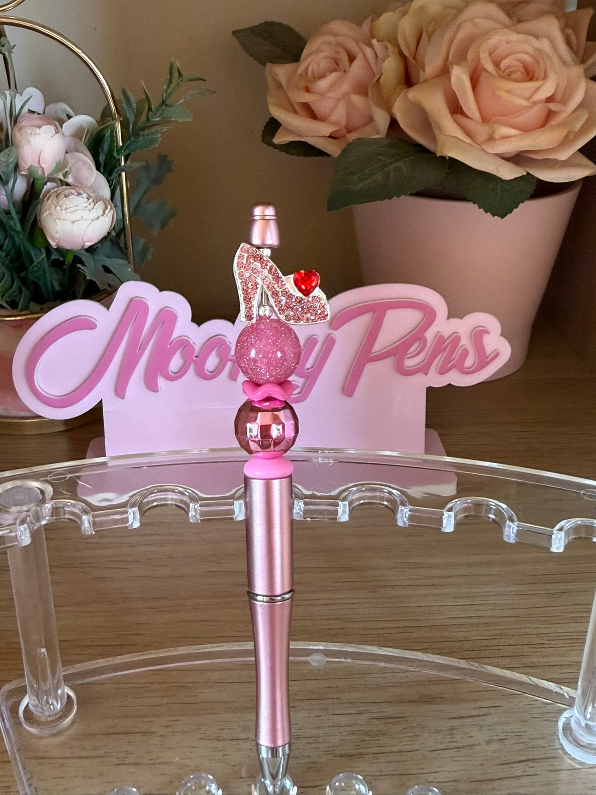 Sparkly Pink Shoe Beaded Pen