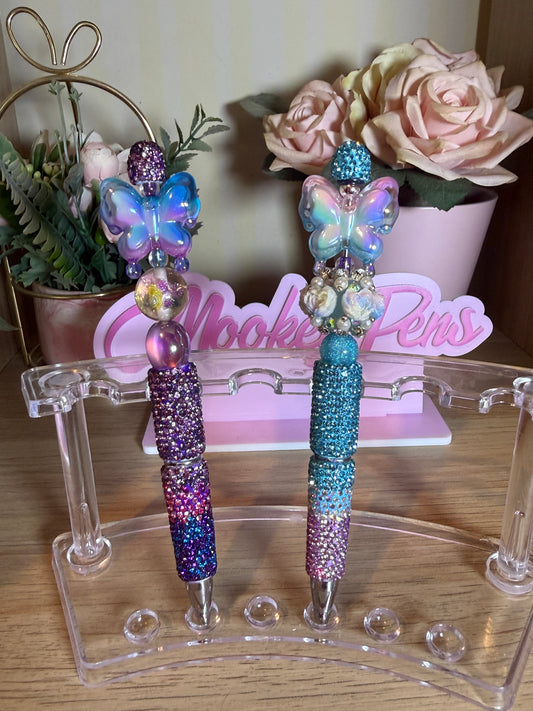 Beautiful Butterfly Duo Rhinestone Pens