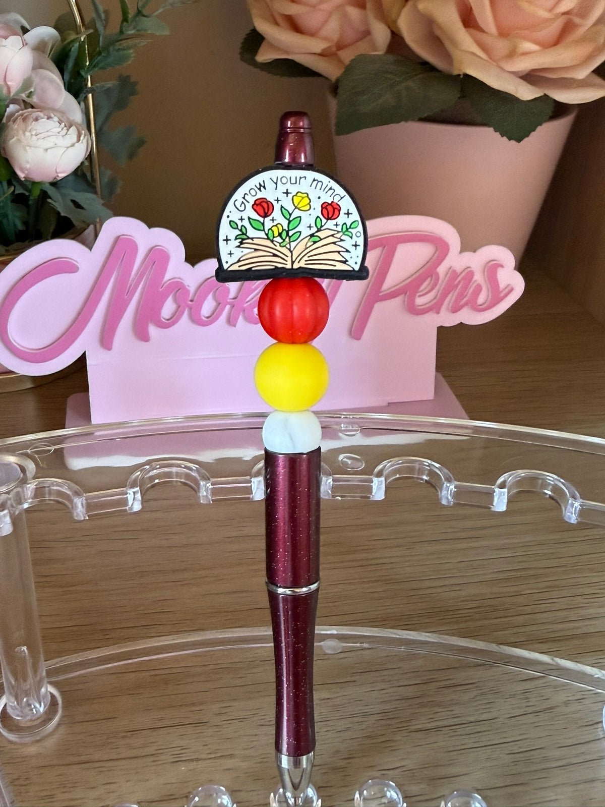 Grow Your Mind Quote Beaded Pen