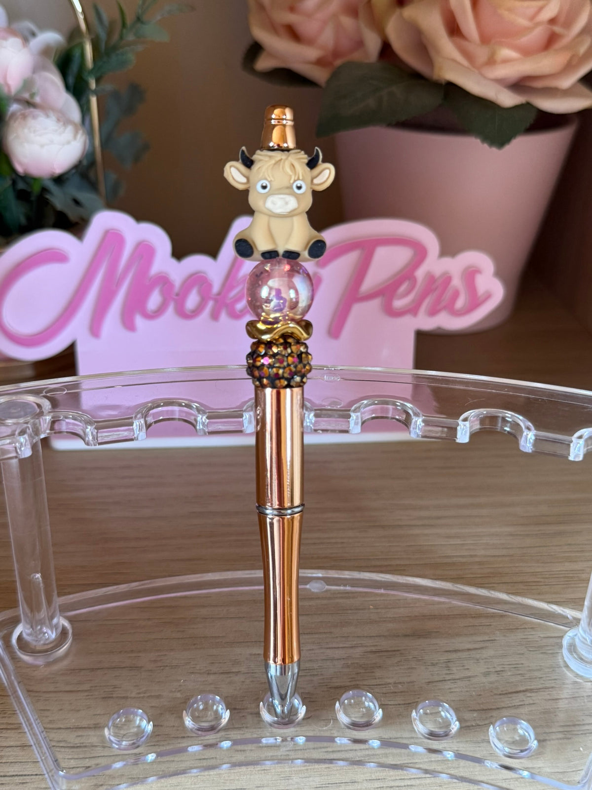 Highland Cow Beaded Pen