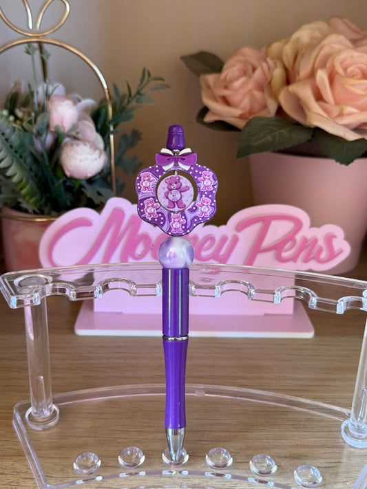 Purple Swear Bear Beaded Pen