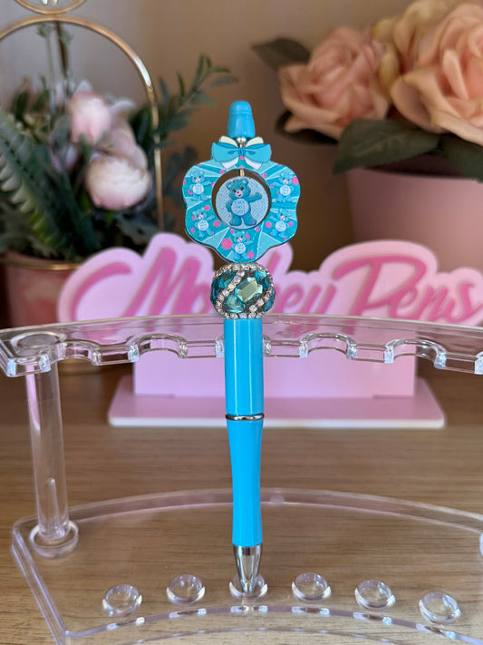 Turquoise Swear Bear Beaded Pen
