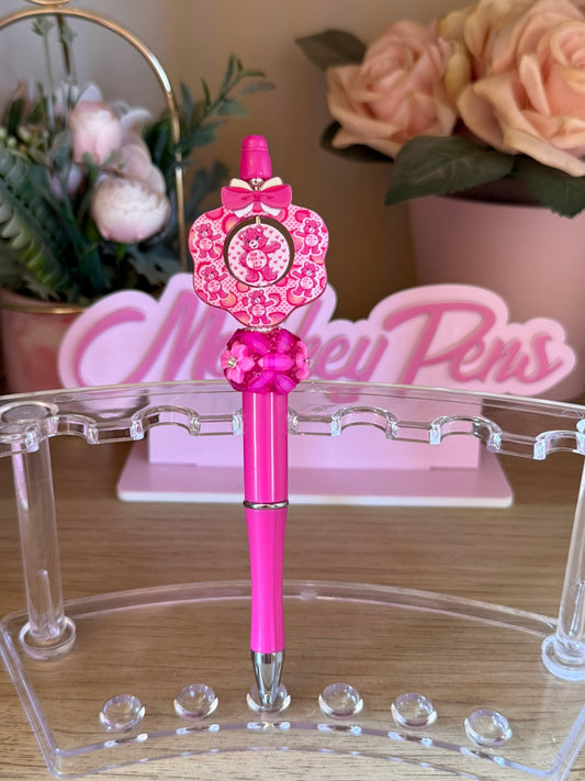 Pink Swear Bear Beaded Pen