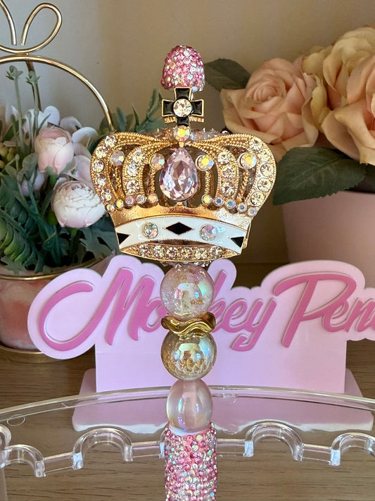 Pink Bling Crown Beaded Pen