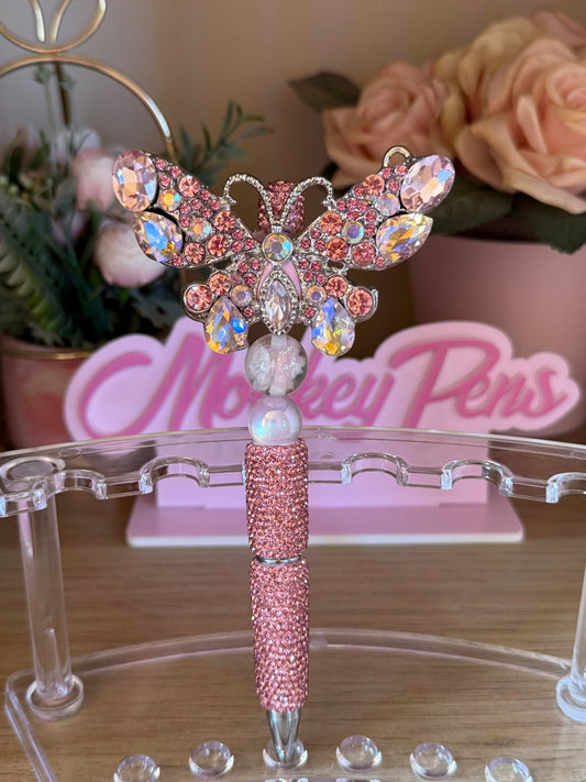 Pink Bling Butterfly Beaded Pen