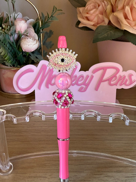 Pink Bling Evil Eye Beaded Pen