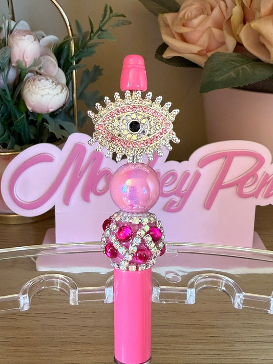 Pink Bling Evil Eye Beaded Pen
