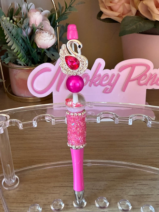 Pink Bling Swan Beaded Pen