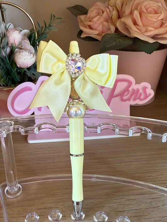 Lemon Bow Beaded Pen