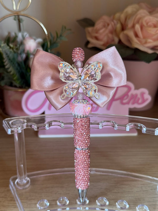 Pink Bling Butterfly Bow Rhinestone Pen
