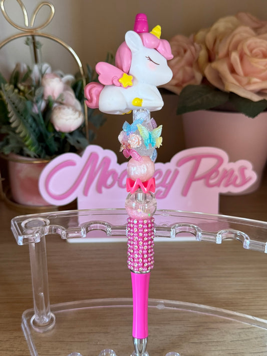 Unicorn Beaded Pen with Water & Butterfly Beads