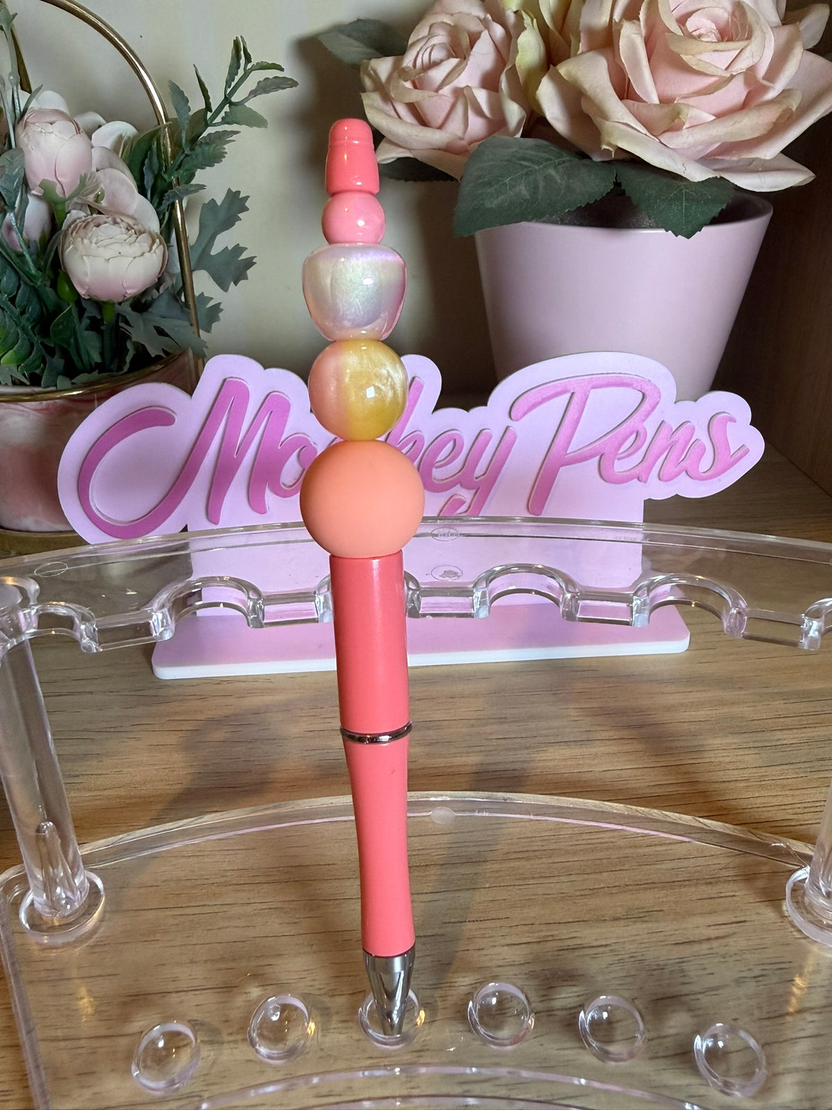 Cute Peach Apple Beaded Pen