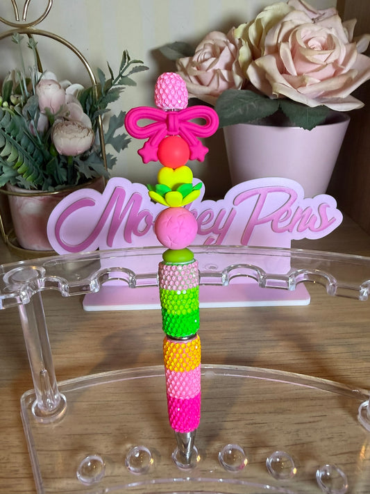 Neon Bow Rhinestone Pen