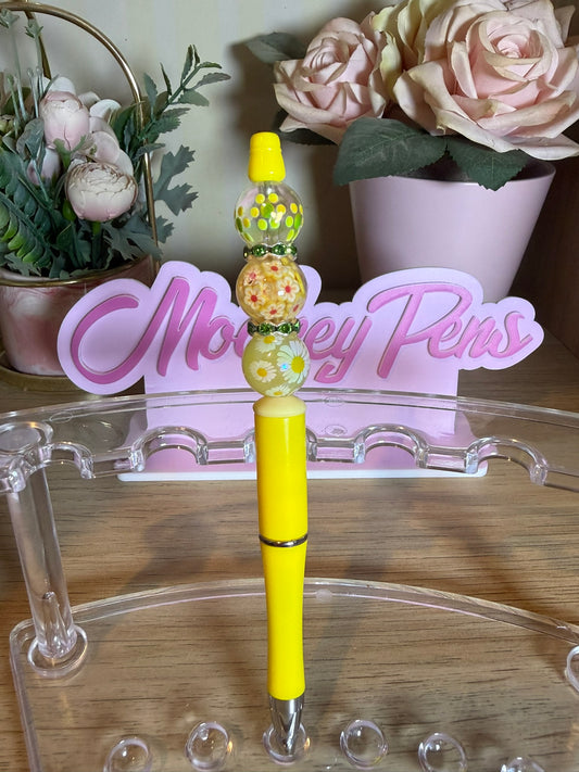 Yellow Floral Beaded Pen
