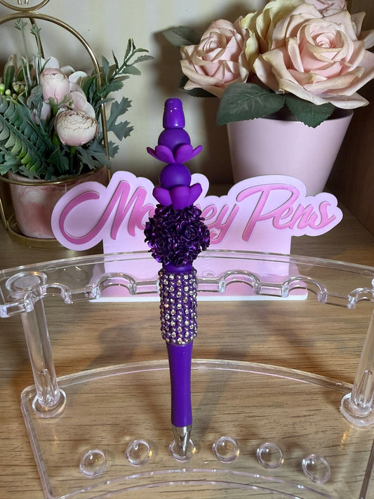 Purple Floral Beaded Pen