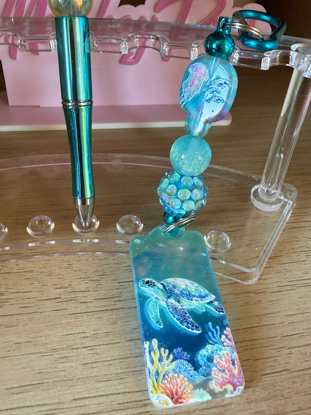Blue Underwater Inspired Pen & Keyring Set