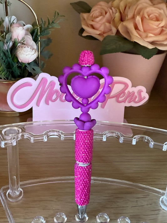 Purple Neon Spinning Heart Pen