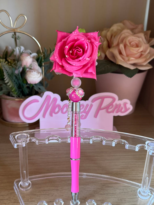 Pink Flower Glitter Pen